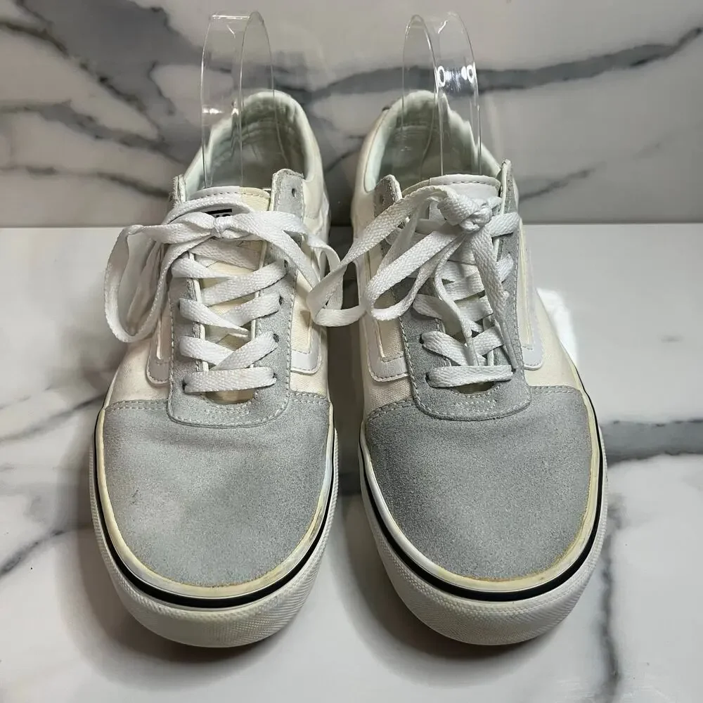 Vans Skateboard Women's Cream Gray Low Top Suede Leather Sneakers Sz 9.5 Classic